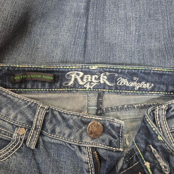 Rock 47 by Wrangler Vintage Y2K Ultra Low Rise Jeans Size 3 x 34 - Picture 3 of 5